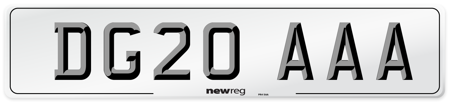 DG20 AAA Number Plate from New Reg